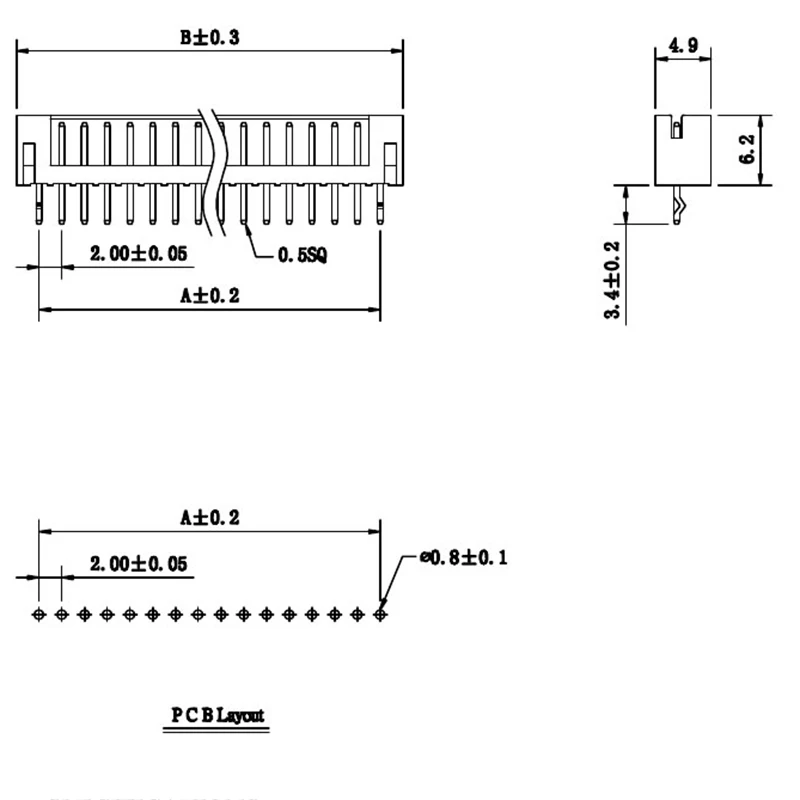 50PCS PH2.0 Curved needle Pin Header Connector 2P 3P 4P 5P 6P 7P 8P 9P 10P 12Pin 2.0mm Pitch Right Angle Socket PH For PCB jst