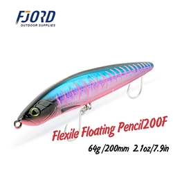FJORD 200mm 64g Floating Trolling Big Pencil Hard Fishing Items Sea Saltwater Lure Artificial Bait For Fishing and Recreation