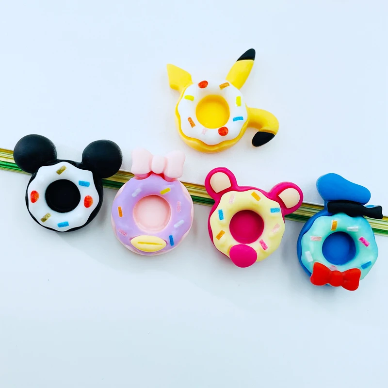 10 Pcs New Cute Resin Cartoon Animal Cake Series Flat Back Cabochon Scrapbook Kawaii DIY Embellishments Charm Accessories D22