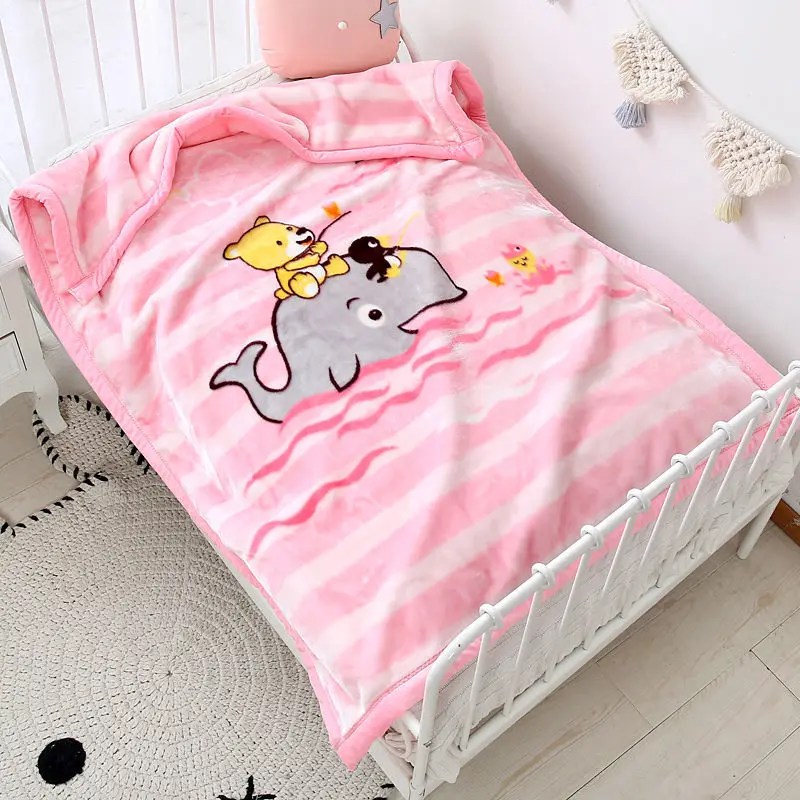 1 PC Children Winter Double Layer Thickened Warm Blanket Multipurpose Cute Printing Plush Blanket Baby Kindergarten Nap Blanket