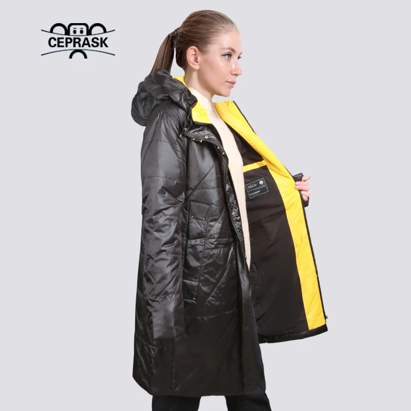 CEPRASK 2023 Spring Jacket Women Autumn Windproof High Quality Thin Parka Quilted Long Outerwear Hooded Coat Female New Designs
