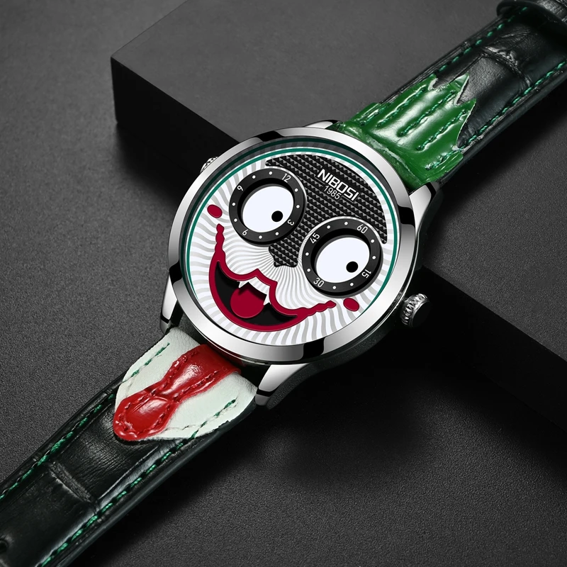 2021 New Arrival Joker Watch Men Top Brand Creative Fashion Personality Clown Quartz Leather Waterproof Sports Watches Mens