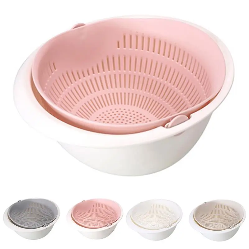 Cesta De doble drenaje para lavar arroz, colador para fregadero De Cocina, fideos, verduras, frutas, Gadget De Cocina