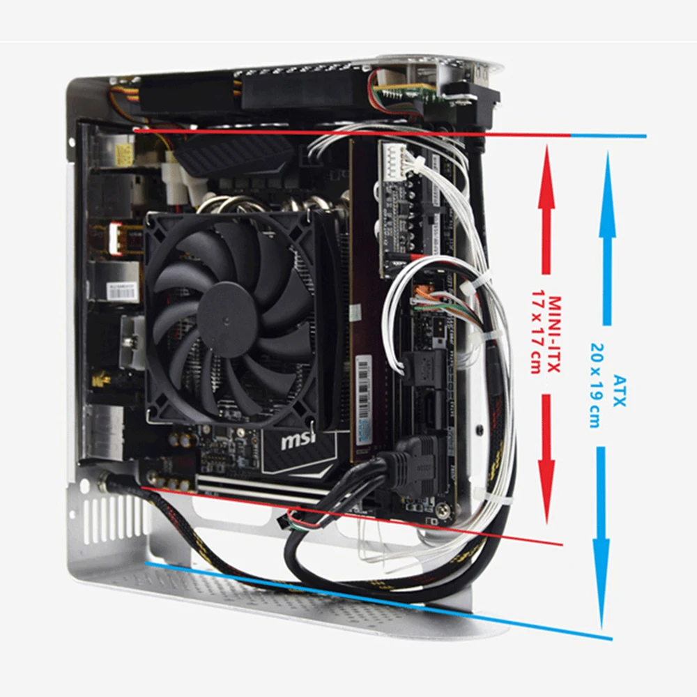 Imagem -05 - Alumínio Liga Itx Caixa do Computador com Ventilador Estender Cabo Mini Mesa Case Htpc M-atx Mini-itx Motherboard Tamanho do Livro Usb 3.0