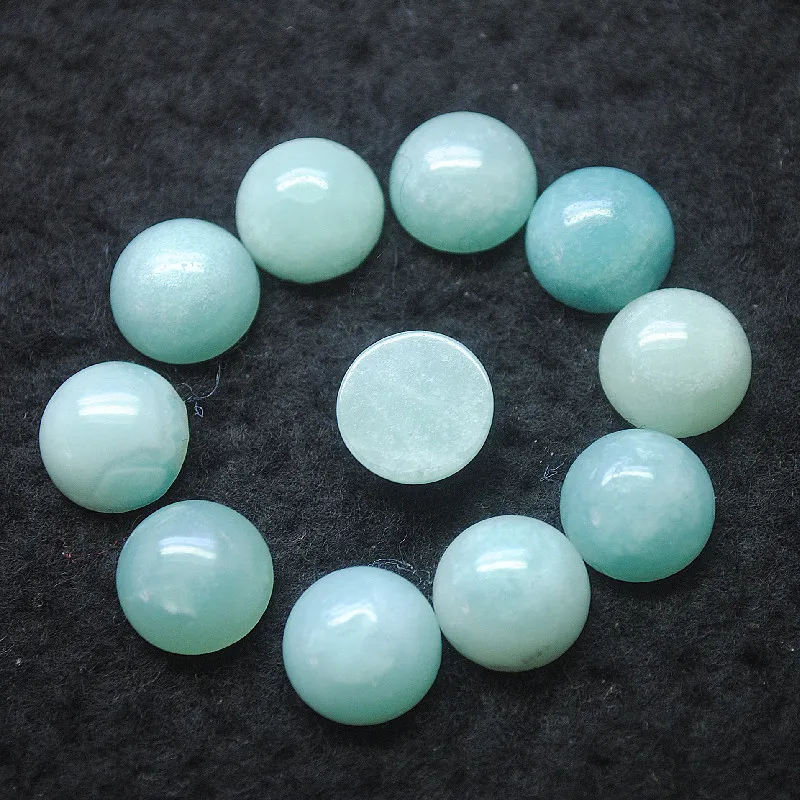 10PCS Nature Amazonite Cabochons Round Shape4MM 6mm 10mm 14mm 16mm No Hole Loose DIY Beads Findings Top Sells With Free Shipping