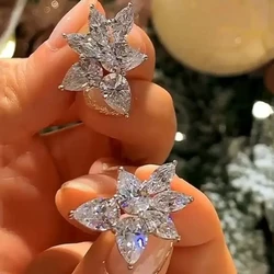 Huitan Marquise/Water Drop CZ Stud Earrings Silver Color Fashion Earrings for Women Party Daily Wearable Hot Jewelry Drop Ship