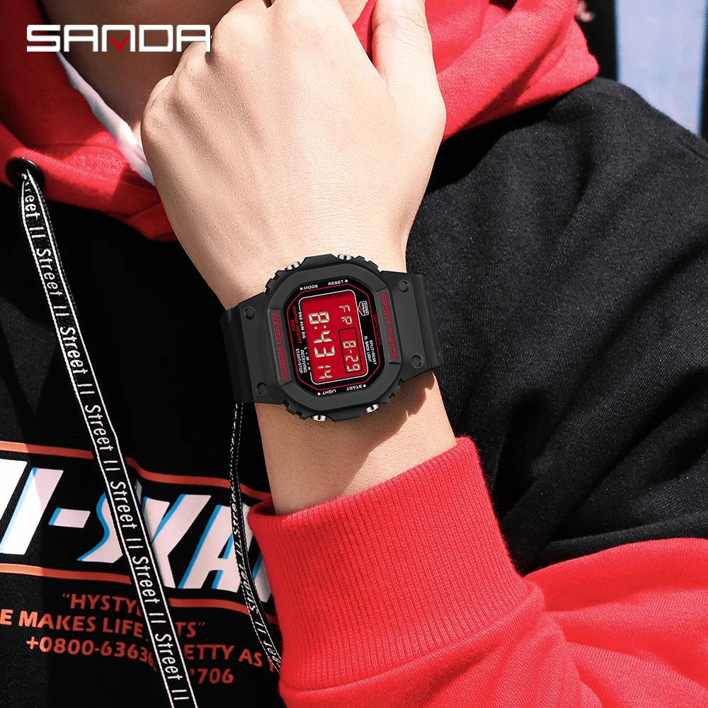 Sanda Digital Watch for Men Waterproof Sport Clock 2021 Fashion Army Electronic Wristwatch Luxury Unisex Hand Table for Student