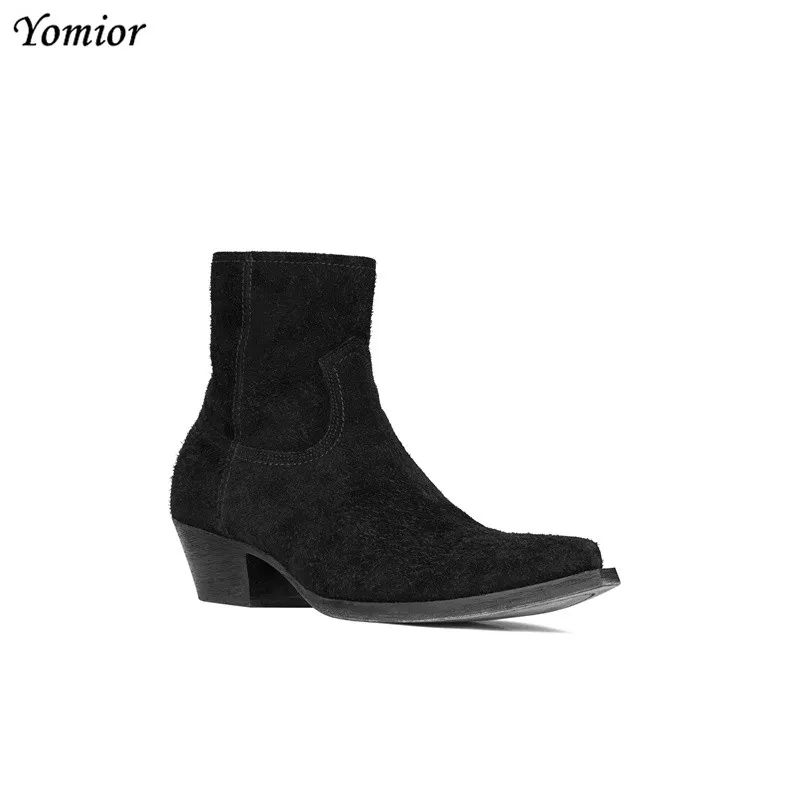 Classic Designer Brand Cow Leather Men Shoes Ankle Boots Fashion Autumn Winter High Quality Chelsea Boots Dress Platform Boots