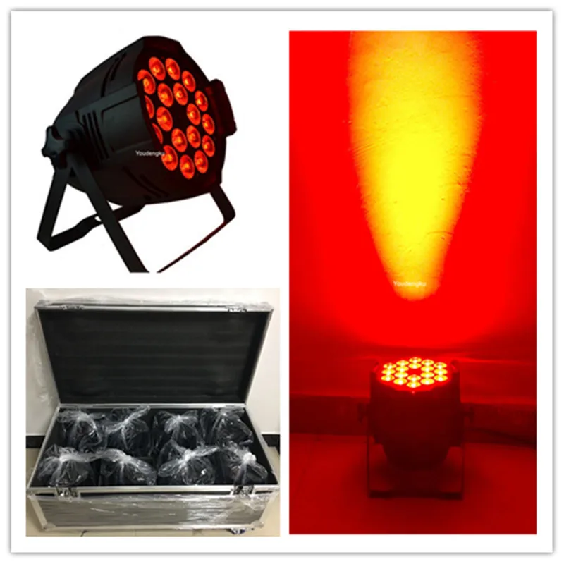 8pcs with flightcase 18*18w 6in1 RGBWAUV Led Par Can Stage Light Smart Dj Led Par Light For Sale