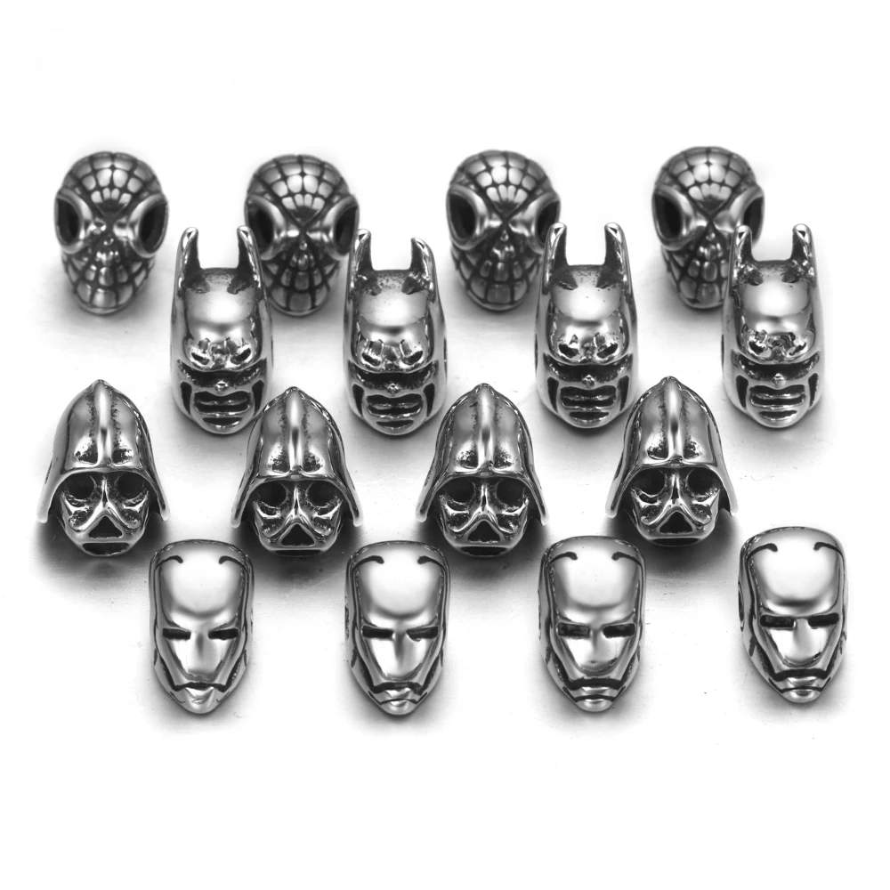 Koraliki do hełmu ze stali nierdzewnej Animal Wolf Viking Warrior 2mm Otwory Charms do bransoletek z koralików Akcesoria do tworzenia biżuterii DIY