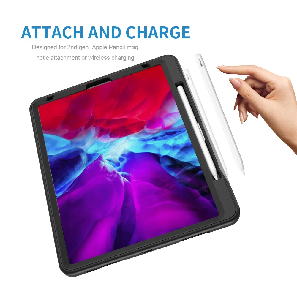 Heavy Duty Rugged Shockproof Cover For iPad Pro 12.9 inch 2018 2020 2021 2022 iPad Air 13 2024 Rotating Handle Stand Tablet Case