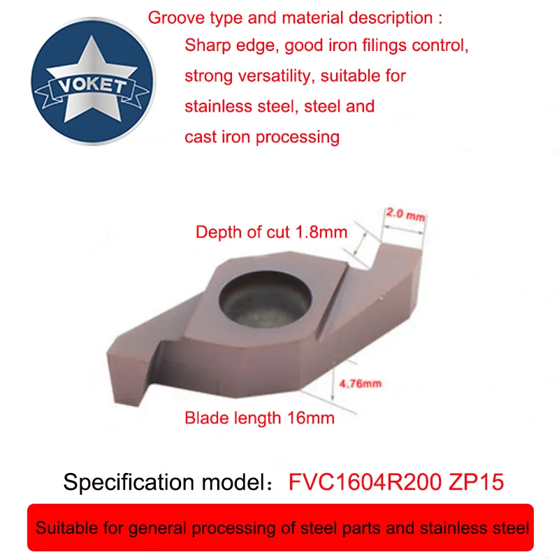 VOKET Girando portautensili SVQCR inserto FVC1604R per scanalatura di superficiale cilindrico faccia di estremità di piccolo diametro parti di CNC tornio