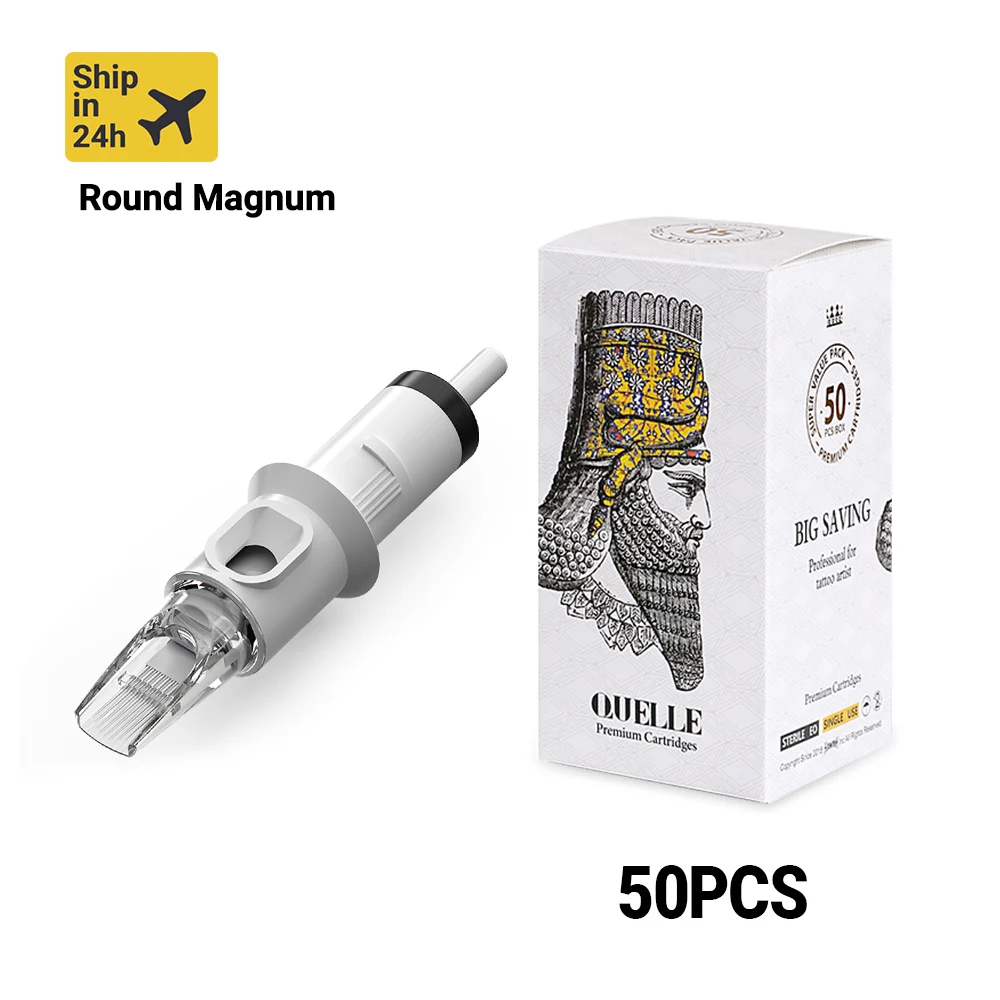 SOLONG-Tatuagem Agulhas Revolução Cartucho, Curvo Magnum Sombra, #10, 0,3 milímetros Agulha, #12, 0,35 milímetros Agulha, 50pcs por caixa