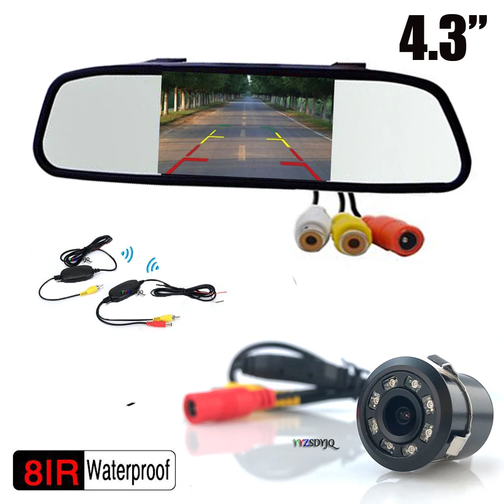 

Wireless Car Parking Reversing Camera 4.3 inch LCD Mirror Monitor 800 x 480 IR Lights Truck Rear View Camera Backup