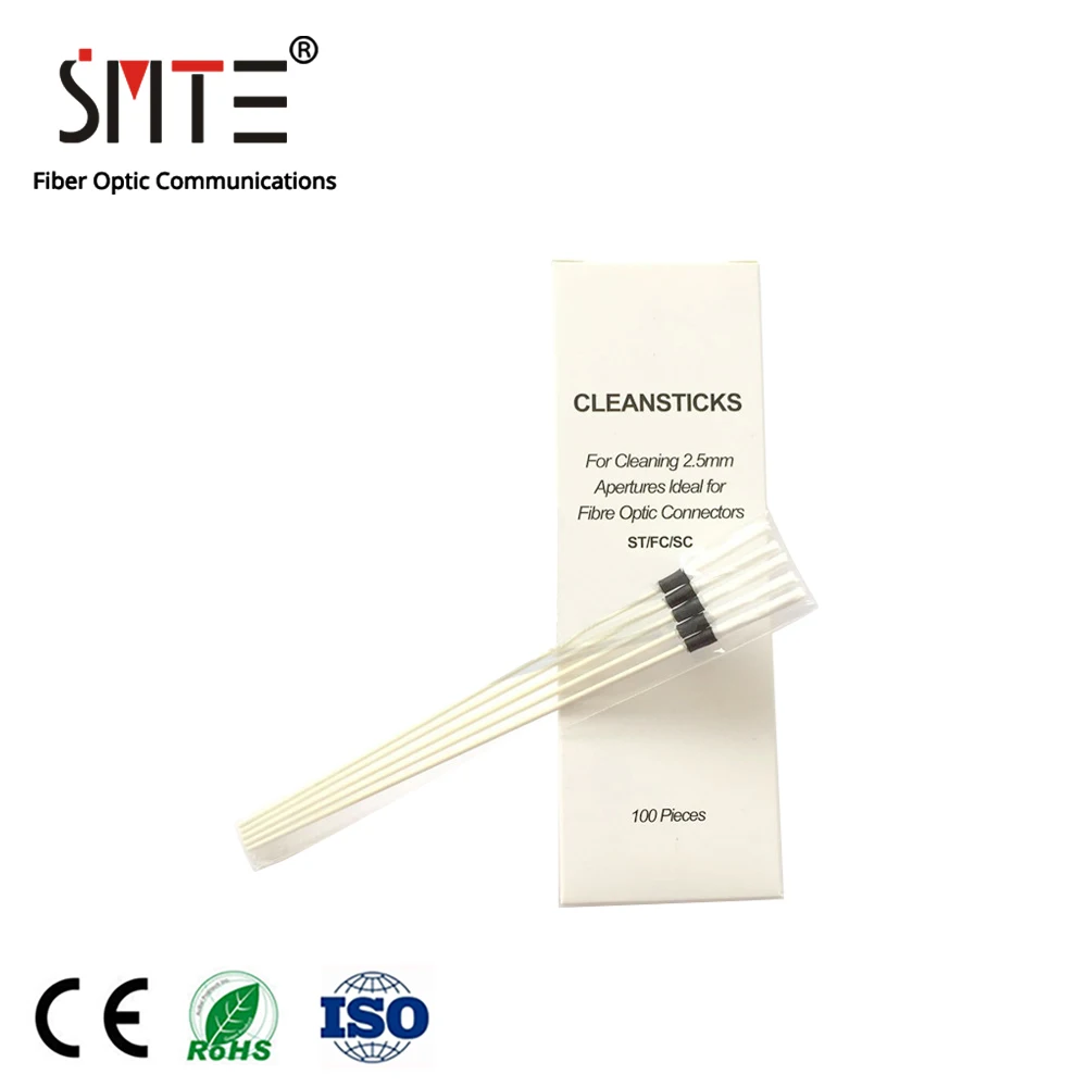 

100pcs/ lot Fiber cleaning rod dust swab 2.5mm SC FC ST 1.25mm LC MU wiping stick wiping stick fiber cleaning cotton swab