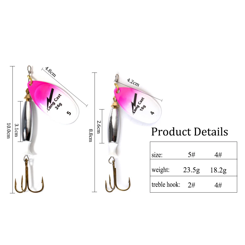 Long Cast Spinner Bait Fishing Lure Treble Hook 18.2g 23.5g Metal Spoon Lure Hard Bait Artificial Wobblers For Trolling Pike