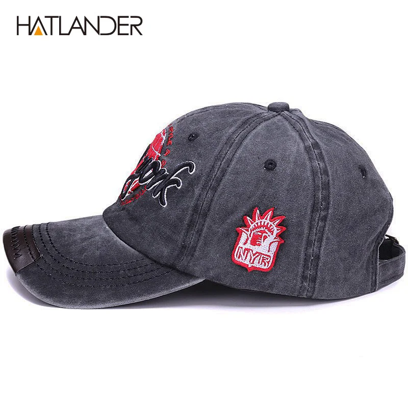 HATLANDER Classic cotton baseball caps Embroidery NEW YORK sports hats sun gorras letters snapback cap vintage soft dad hat cap