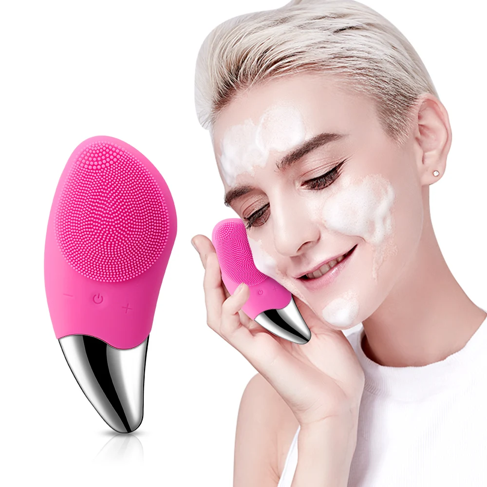 

Private Label Wireless Rechargeable Face Cleansing Brush Silicone Sonic Electric Facial Cleansing Brush