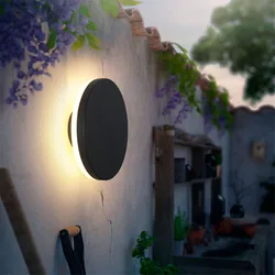 LED Outdoor Waterproof Wall Light Round LED Garden Wall Lamp Aisle Light Exterior Wall Balcony Corridor Aluminum Lighting