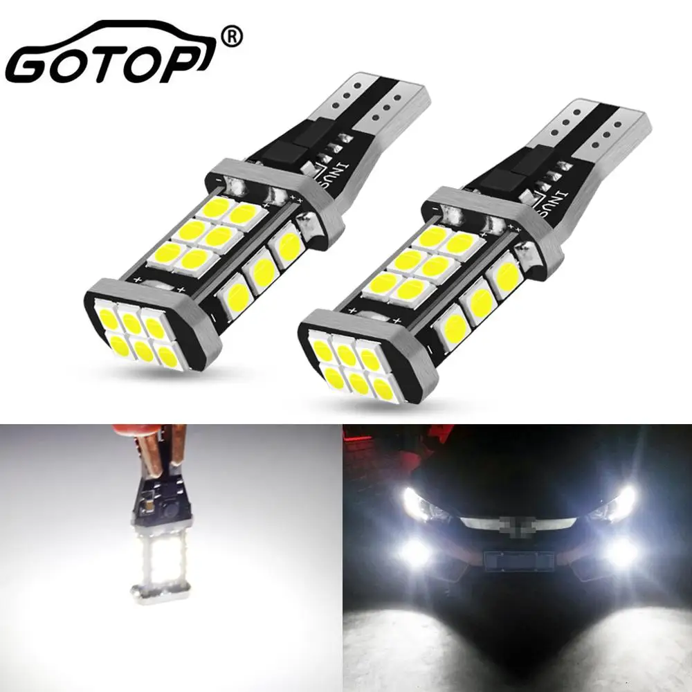 2pcs T15 W16W 921 912 Led Bulb Canbus Error Free Super Bright 3030 Chips Car Backup Stop Reserve Lights Signal Lamp DC 12V 6000K