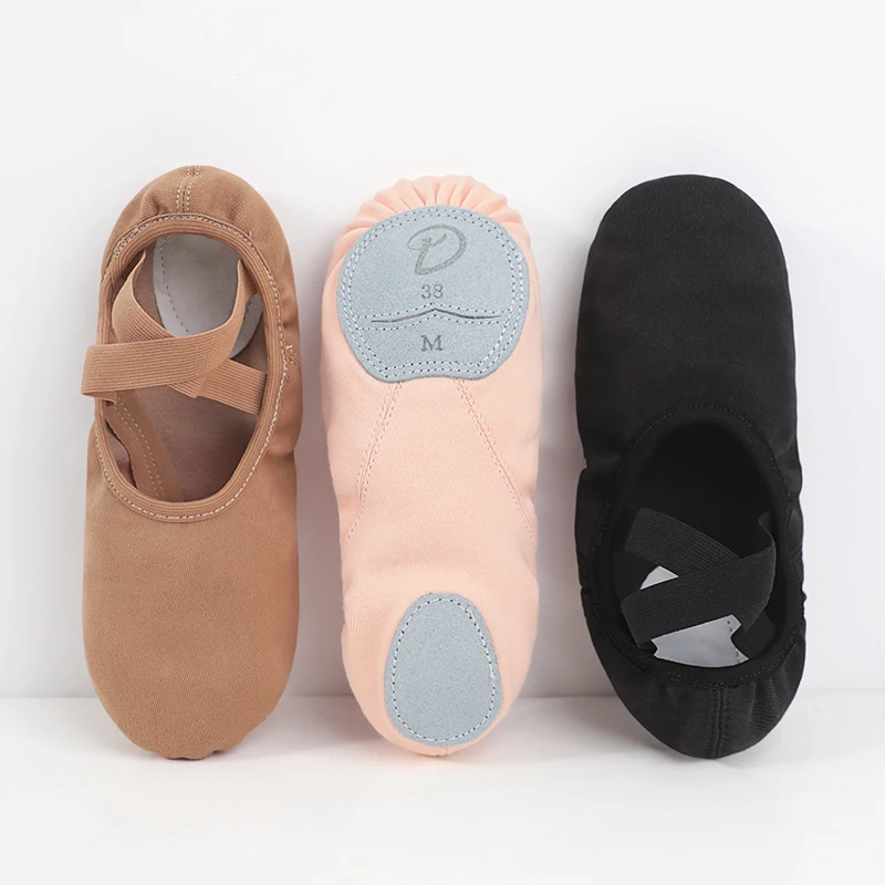 Zapatos de Ballet profesionales para mujer, zapatillas de baile de Ballet con encaje libre de tela elástica, zapatos de baile de suela suave para niños