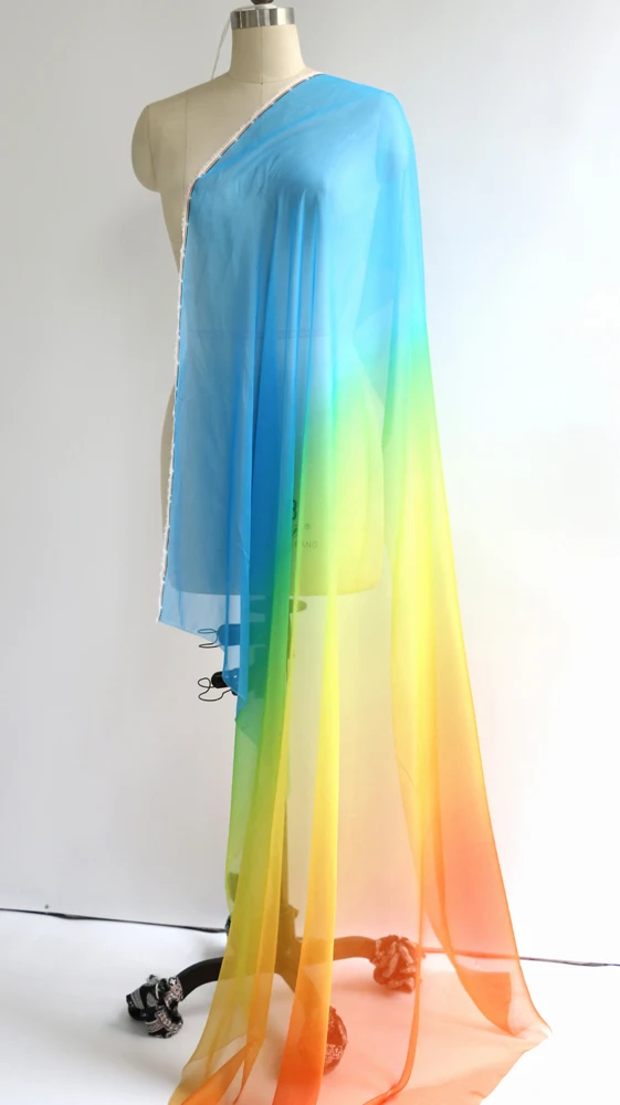Ombre Chiffon 58'' breit nach Meter 30D Farbverlauf Chiffon transparenter Stoff Tanzschal Hochzeitsdekorationen transparent – Detail 6