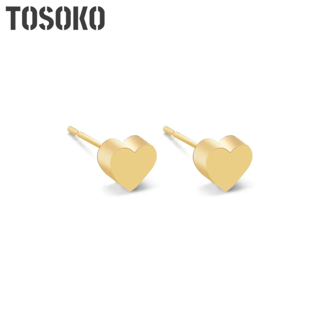 TOSOKO Нержавеющая сталь ювелирных изделий серьги в форме сердца Для женщин простой и Симпатичные серьги-гвоздики BSF051