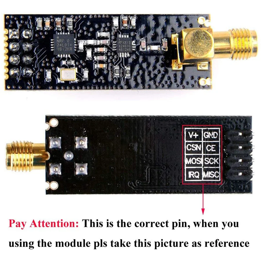 Modulo ricetrasmettitore RF ricetrasmettitore Wireless PA LNA 2 pezzi NRF24L01 con Antenna SMA 2.4G 1100m compatibile per Arduino Raspberry Pi