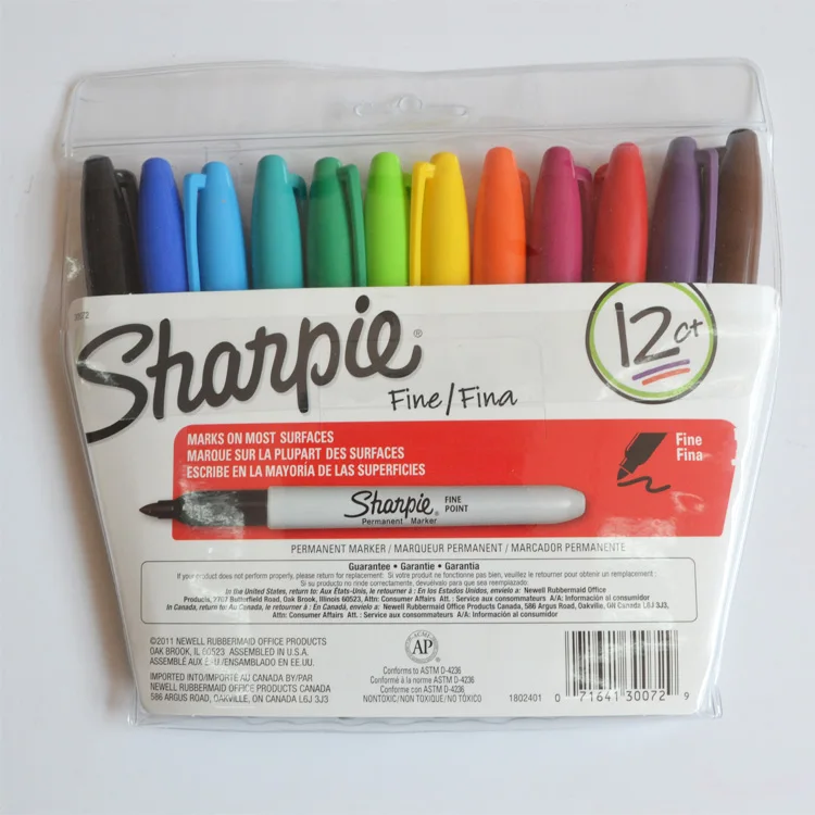 Imagem -04 - American Sanford Sharpie Marcadores Permanentes 12 24 Cores Caneta Ponto Fino Eco-friendly