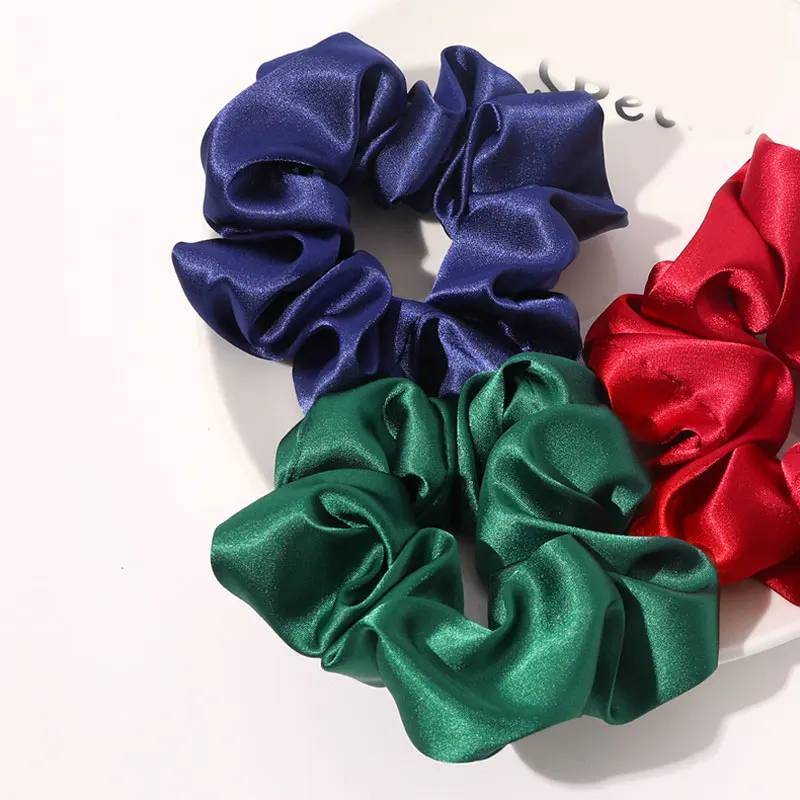 1PC Satin Silk Solid Color Scrunchies Elastic Hair Bands Bright Color women Girls Ponytail Holder Hair Tes rope Hair Accessories