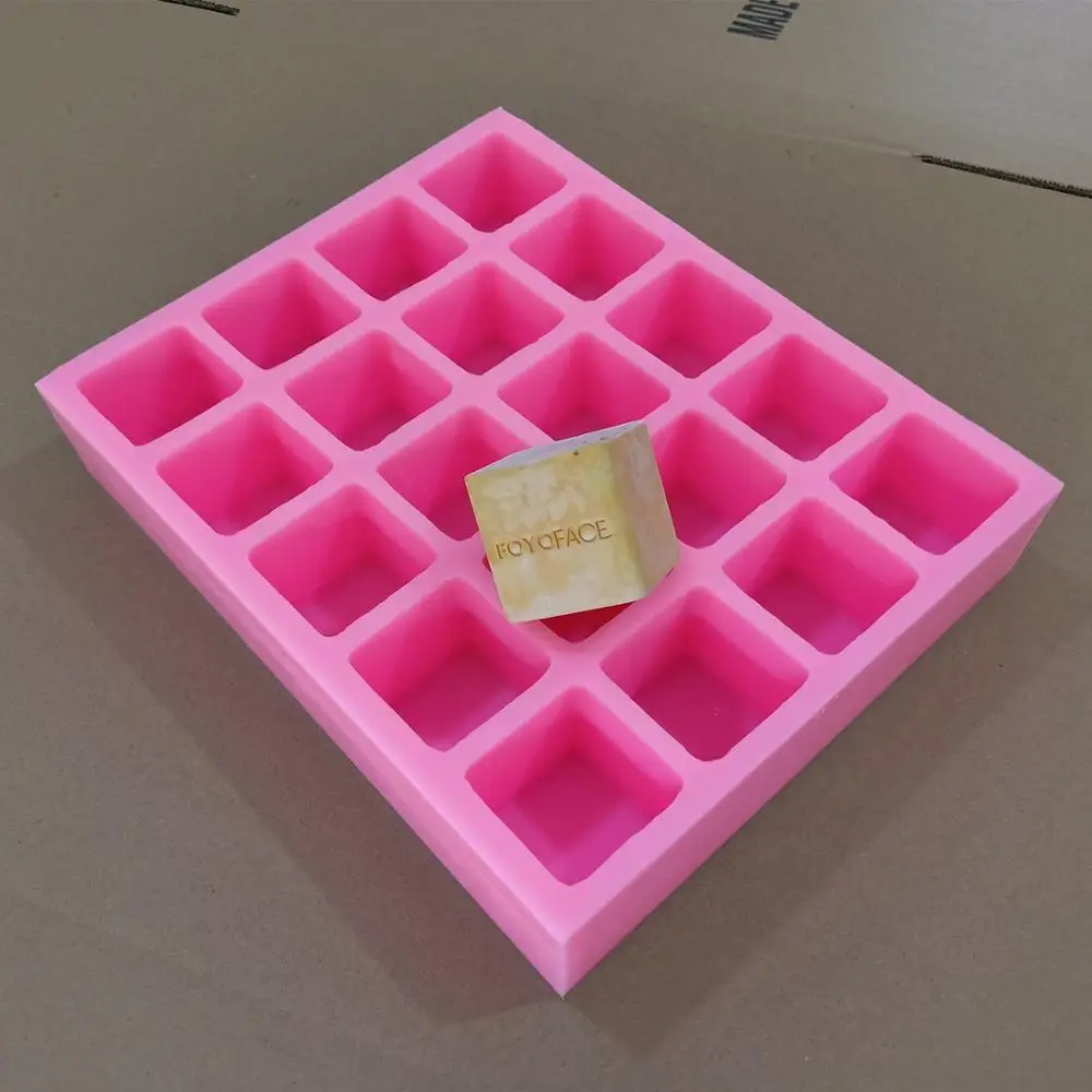 20 Cavities Custom Cubic Silicone Soap Mold with Logo Customize Bath Bomb Soap Molds Candle Wax Melt Silicone Mold