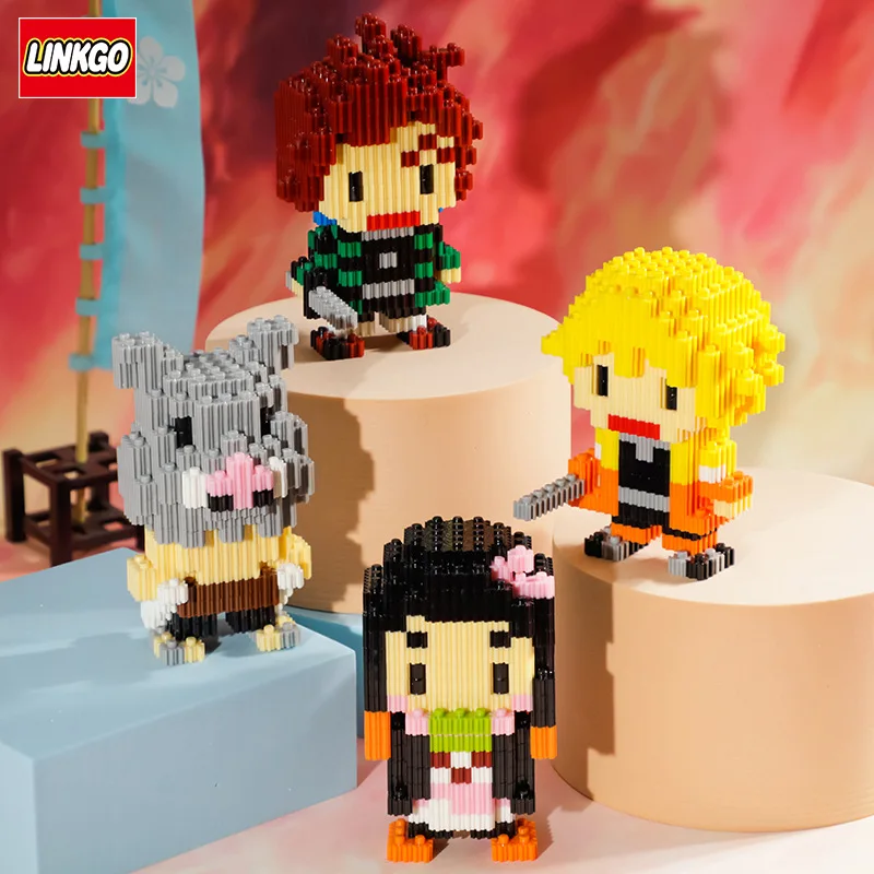 Demon Slayer Magic Building Blocks Figures Kamado Tanjirou Nezuko Inosuke Mini Connection Bricks Sword Knife Toys For Children