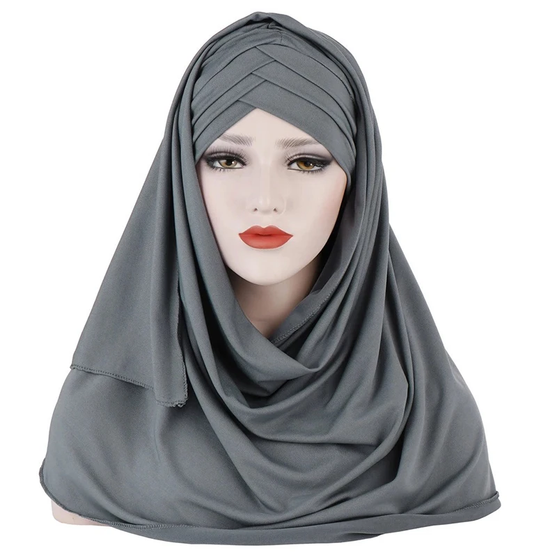 Milk Silk Jersey Hijab Scarf Long Muslim Shawl Plain Soft Turban Tie Head Wraps For Women Africa Headband Muslim Women Hijab Hot