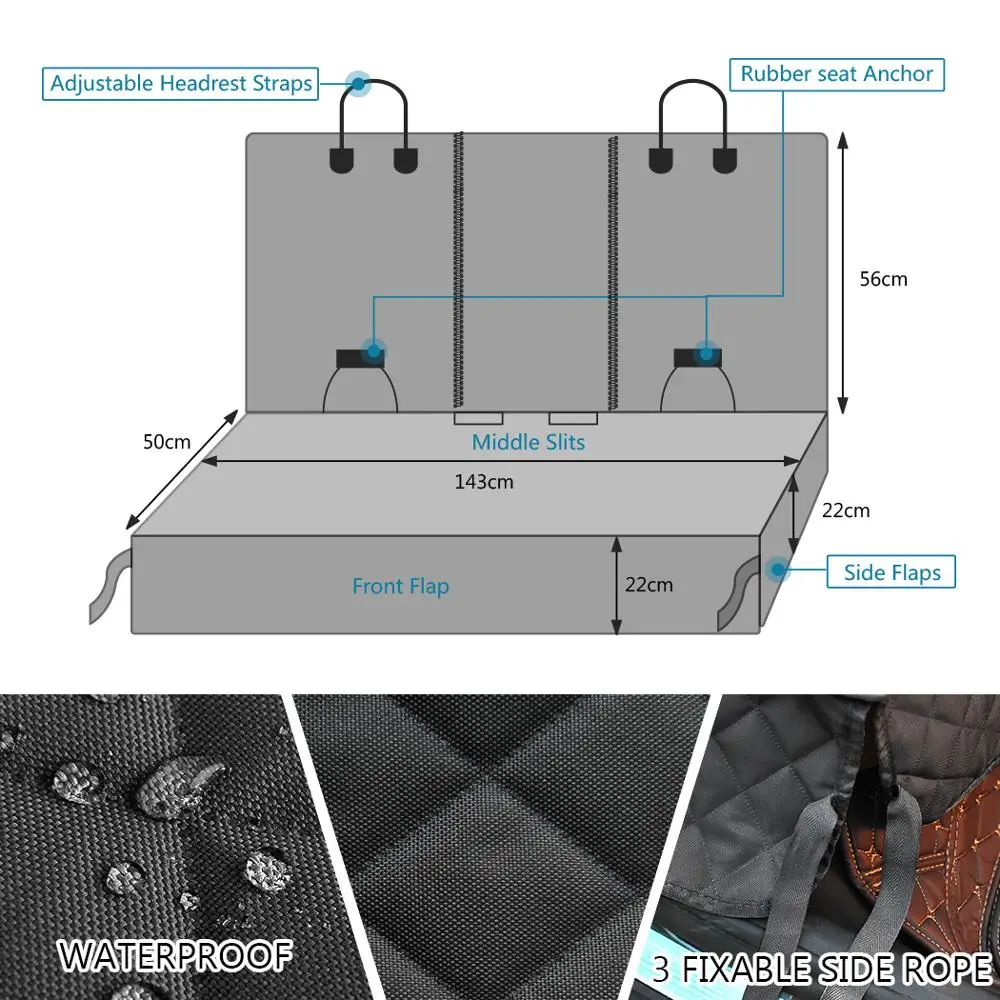 Imagem -06 - Capa de Assento para Cachorro e Gato à Prova Dágua 100 Porta Cães Banco Traseiro Antiderrapante 600d Resistente Banco de Carro para Cães Grandes