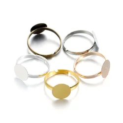 10/20Pcs 10mm Metal Plating Adjustable Flat Blank Rings Base for DIY Ring Jewelry Making Findings Accessories Supplies