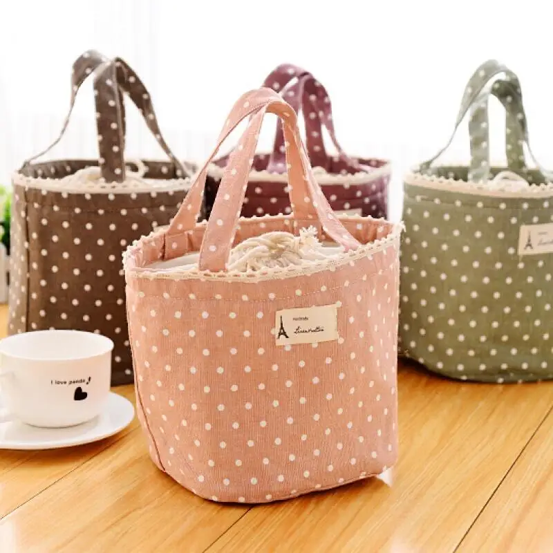 

Home Drawstring Lunch bag Breast Milk Storage Bags Ice cream insulation bag linen lunch totes LX8216