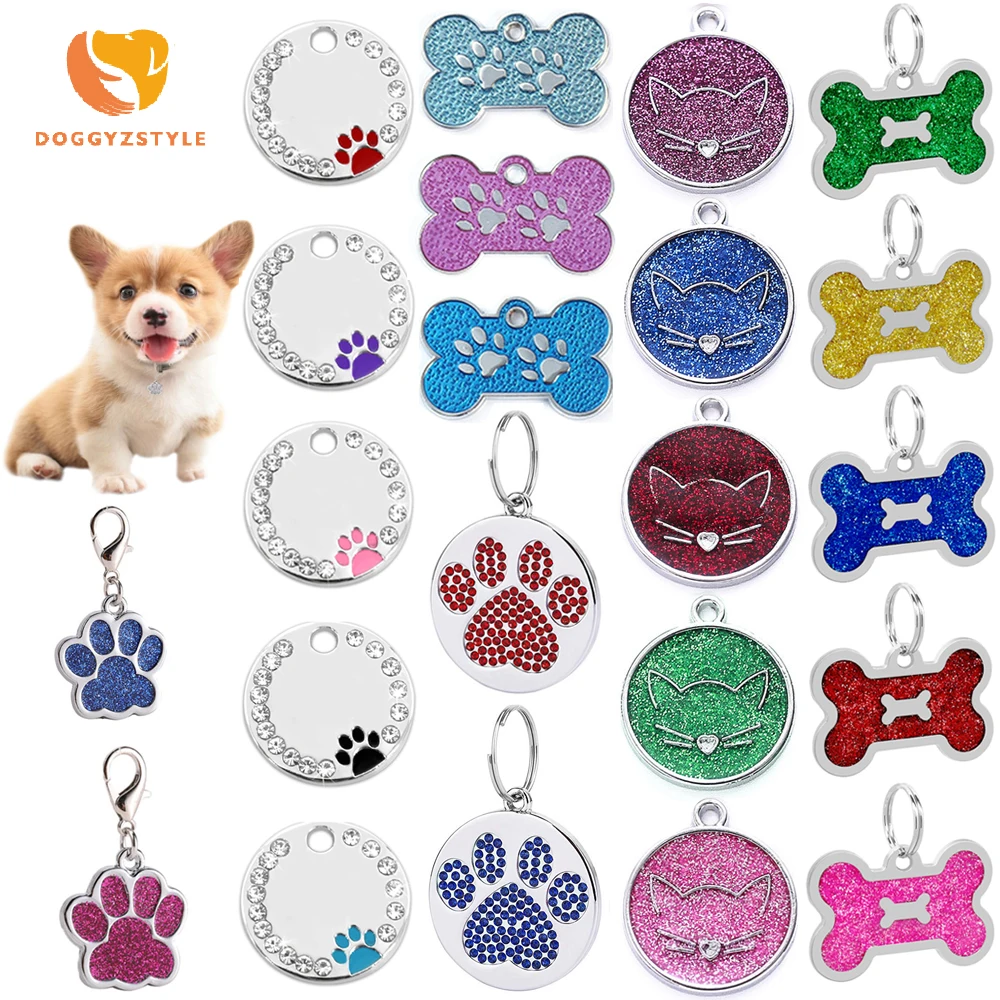 Personalized Free Engraving Pet Cat Name Tags Customized Dog ID Tag Collar Accessories Nameplate Anti-lost Pendant Cute Keyring