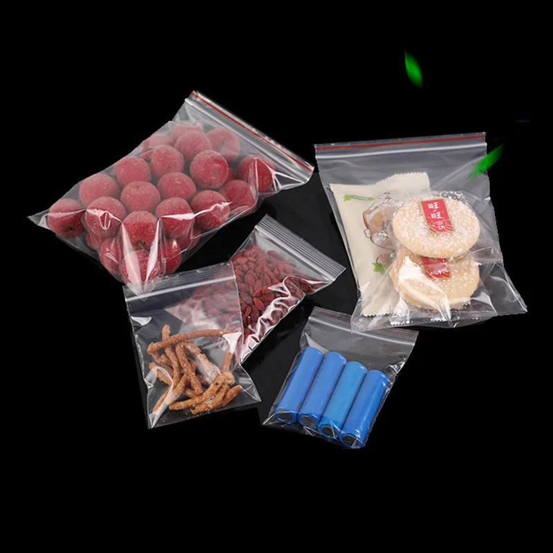 100PCS Thick Ziplock Plastic Bags Zip Lock Storage Bags Small Jewelry Packing Nut Snack Food Storage Self Seal Vacuum Fresh Bag