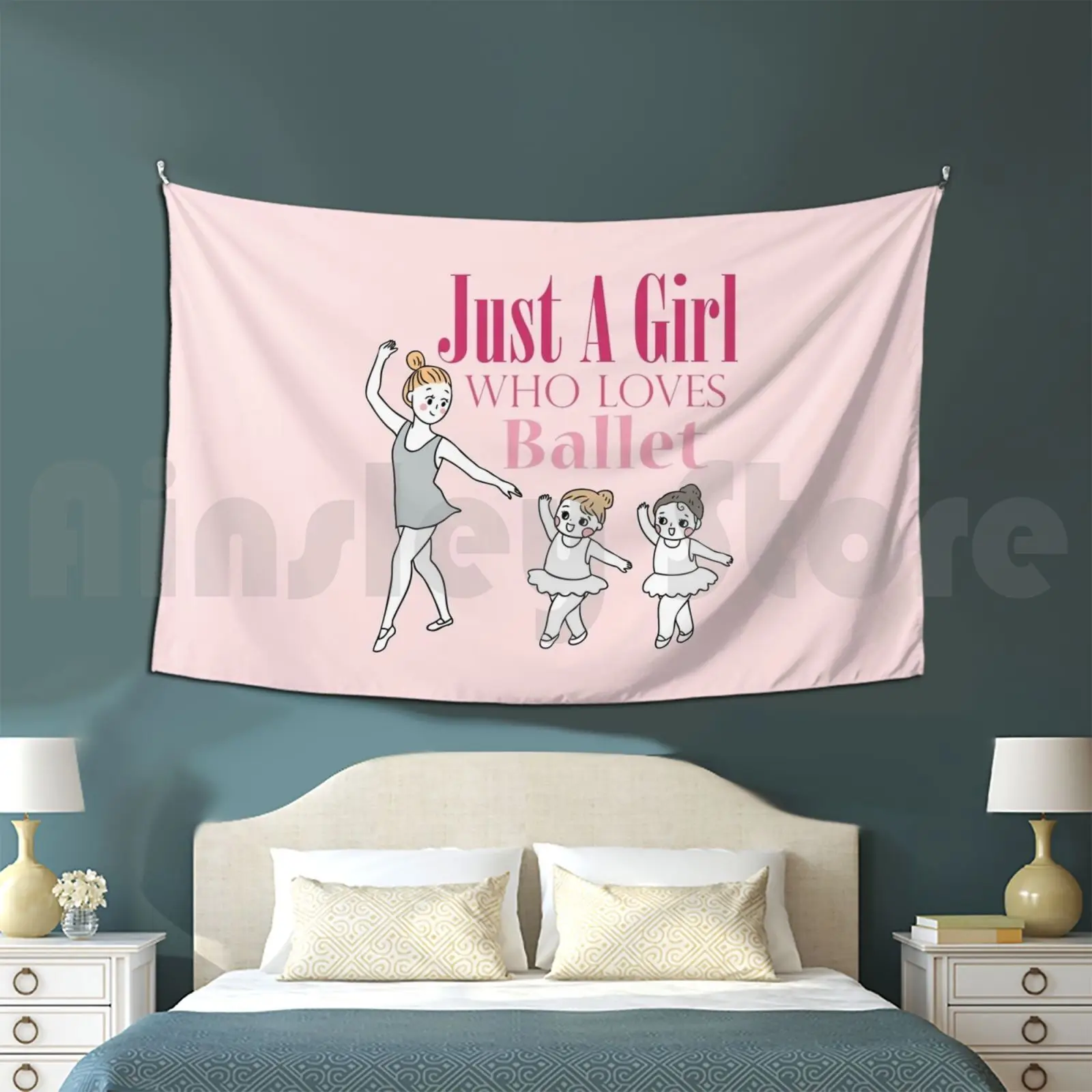 Just A Girl Who Loves Ballet Ballerina Teacher And Girls Students Ballet Class Tapestry Living Room Bedroom Little