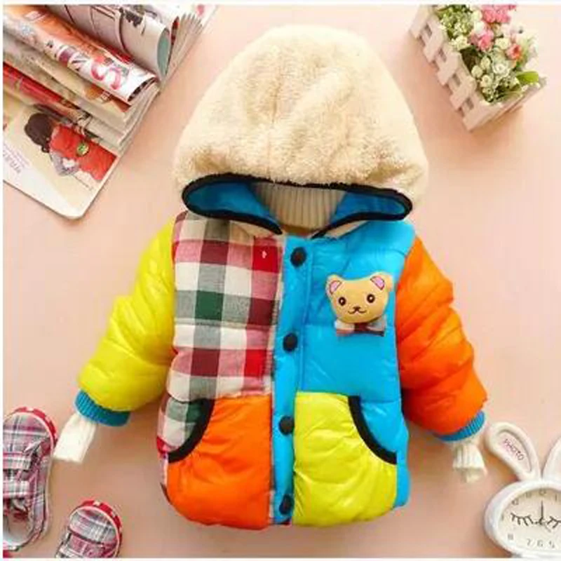 New Winter Brand Baby Boys&Girls Clothes Children's Clothing Kids Thick Wadded Jacket Cartoon Bear Cotton-padded Warm Outwear