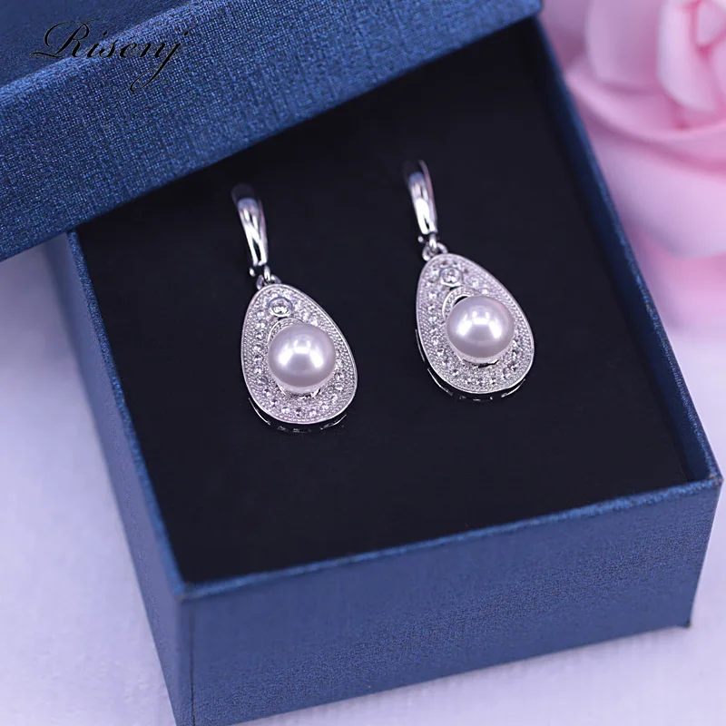 Natural  Fresh Water Pearl Silver 925 Costume Jewelry Set For Women Drop Earrings Ring Necklace With Bracelet Bridal Jewelry