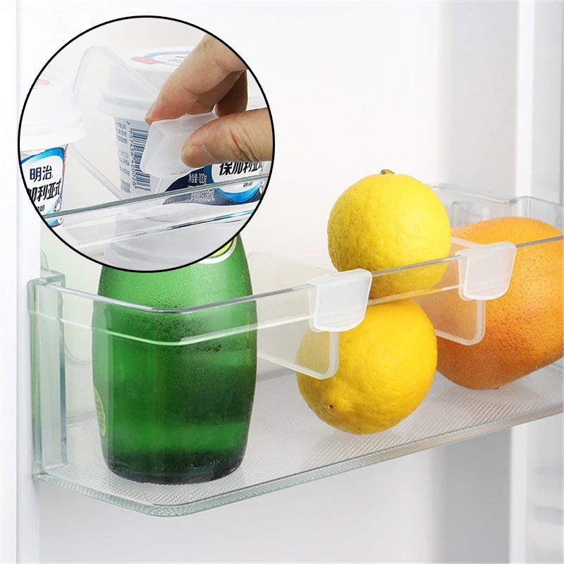 

4Pcs Classification Baffle Refrigerator Internal Drawer Rack Free Combination Plastic Partition Transparent Belt Fixing Buckle