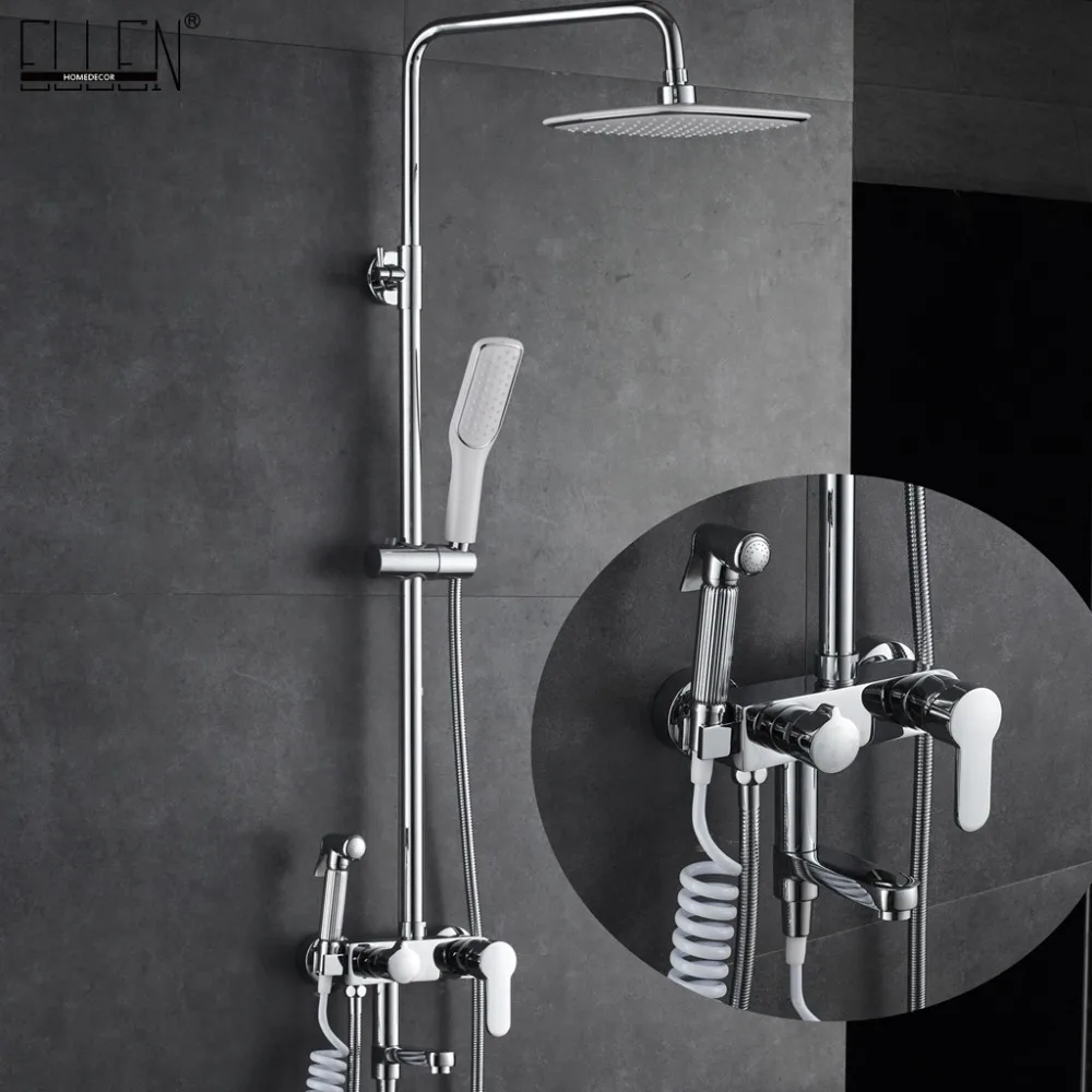 

Vidric Bathroom Rainfall Shower Set with Bidet Spray Bath Shower Faucets Set Chrome Hand Shower Bath Shower Set ML85077