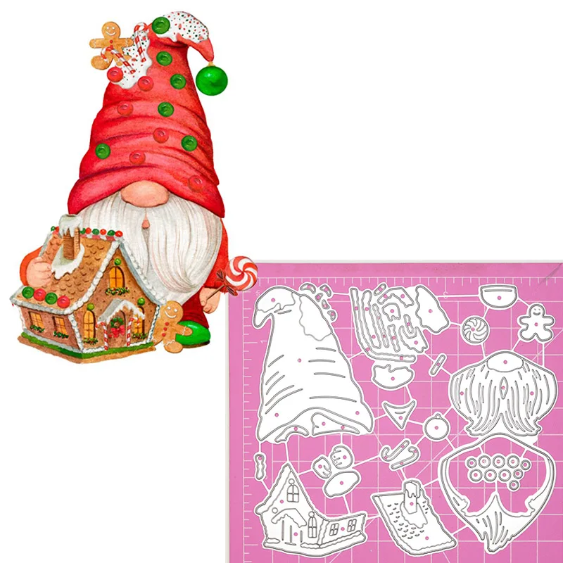 Nowe wykrojniki świąteczne gnomy Snowman Gingerbread House szablon metalowy do DIY Scrapbooking ręcznie robione kartki Decor