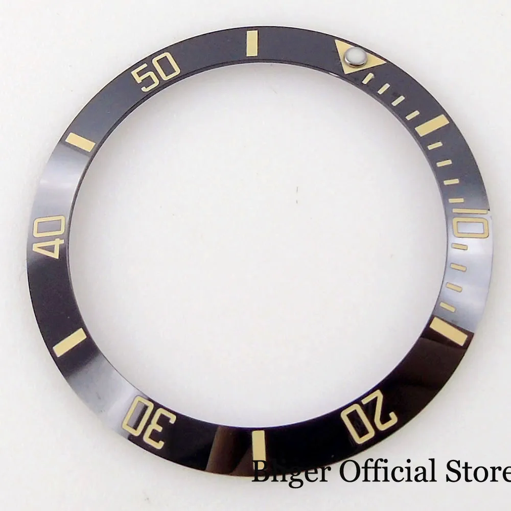 38mm*30.6mm Yellow/Gold/Mark Slope Black Watch Bezel Insert Ceramic fit 40mm Case