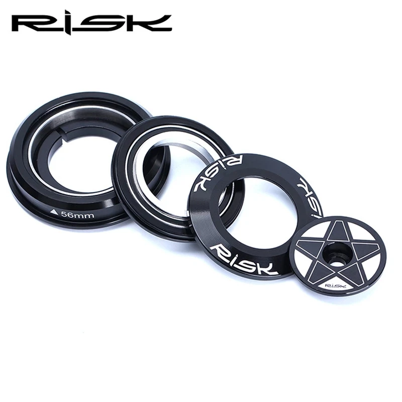RISK 44-55mm Tapered Bicycle Headset for Headtube 44-56mm Bike Double Bearing for 1.5 Taper / 28.6mm Straight Fork Bike Parts