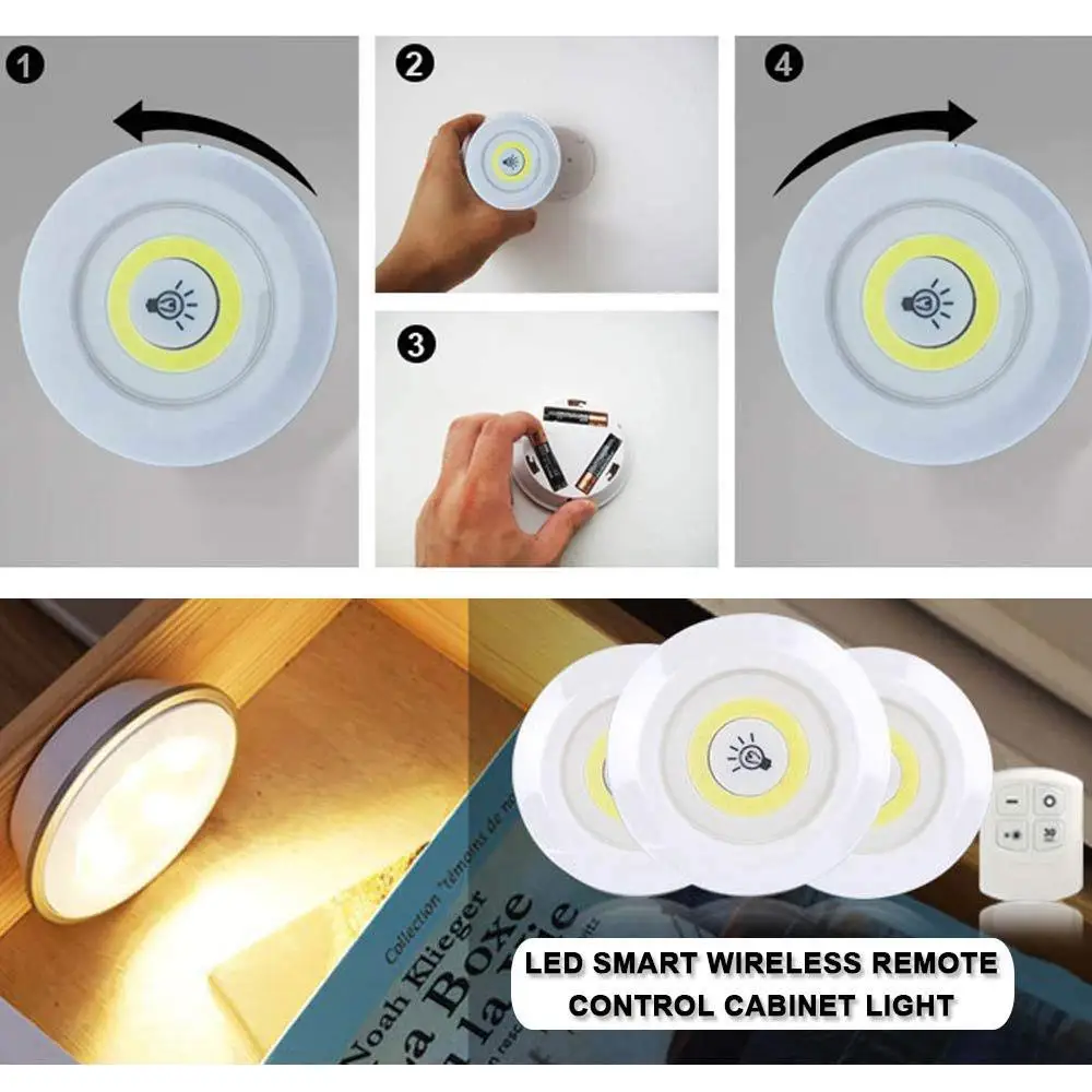 Luces LED inteligentes inalámbricas para armario, luz nocturna regulable con Control remoto, lámpara de pared para cocina, dormitorio y armario