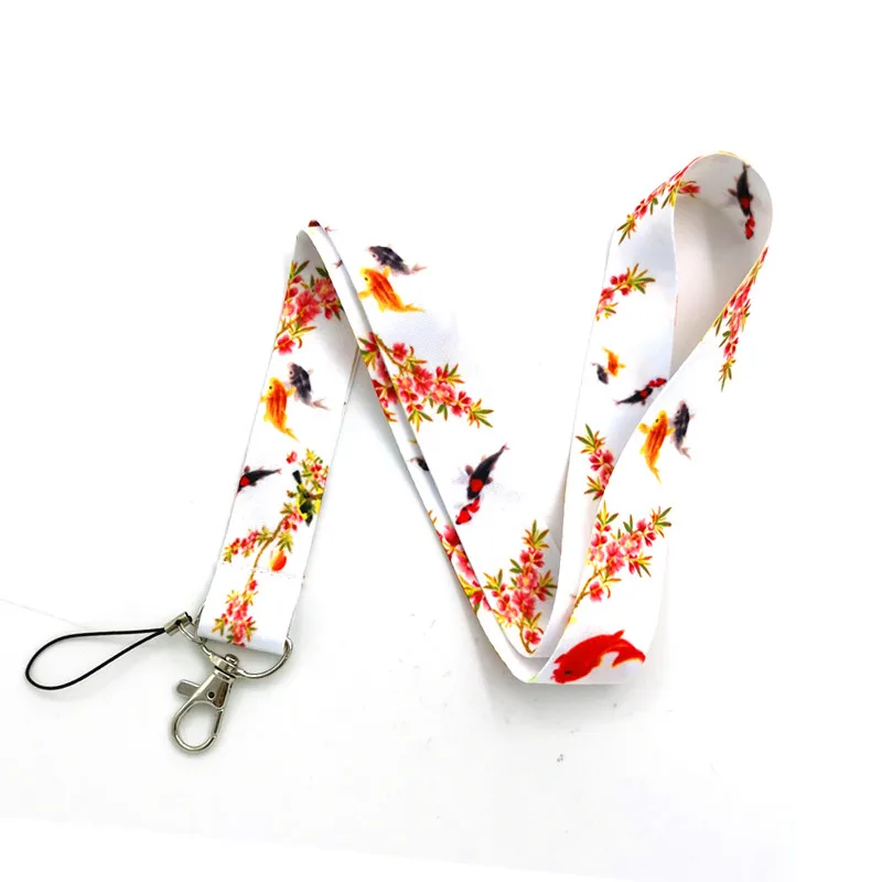 China Landscape Flower Goldfish Mobile Phone Straps Keychain Lanyard For Keys USB ID Card Badge Holder Hang Rope Accessories