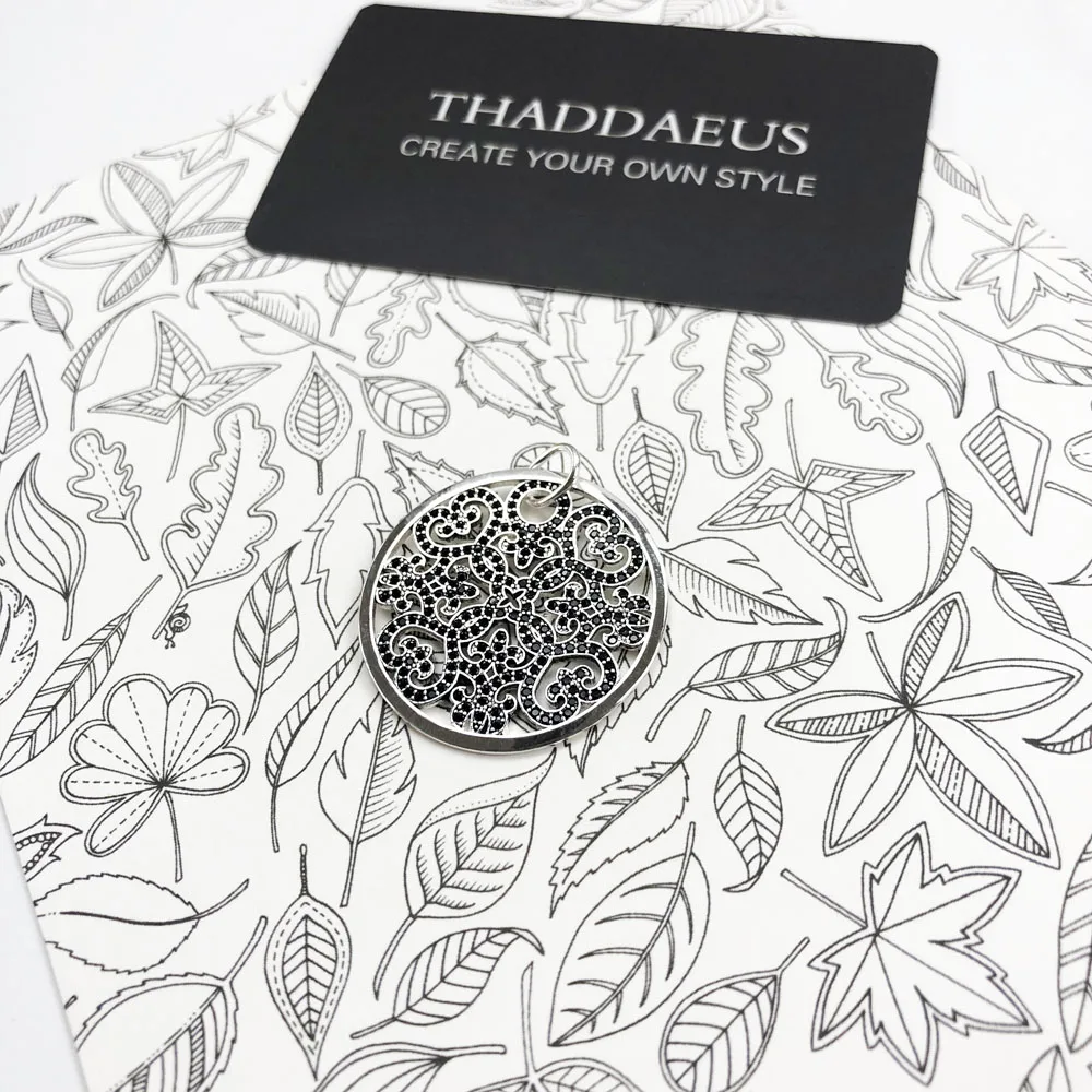 Anhänger Arabesque Disc Ornament Pave Brandneue Mode 925 Sterling Silber Vintage-Schmuck Europa Geschenk für Frauen – Detail 6