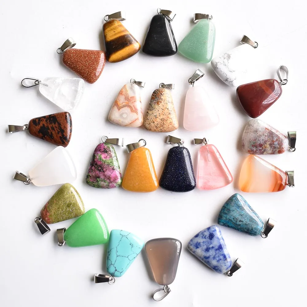 Fashion natural stone mixed ladder shaped pendulum pendants charms for jewelry making 50pcs/lot wholesale free shipping